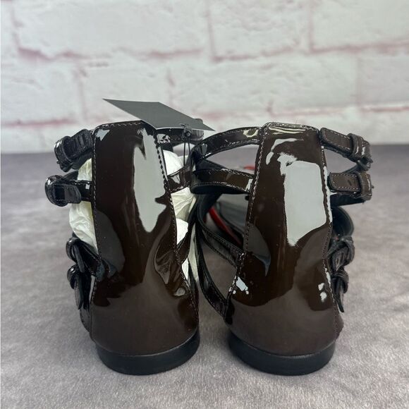 Bottega Veneta Black/Red Patent Leather Flat Strappy Sandals Size 39 - Picture 4 of 7
